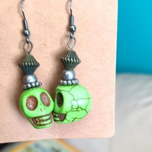 Vibrant Skull Earrings with Metal Accents